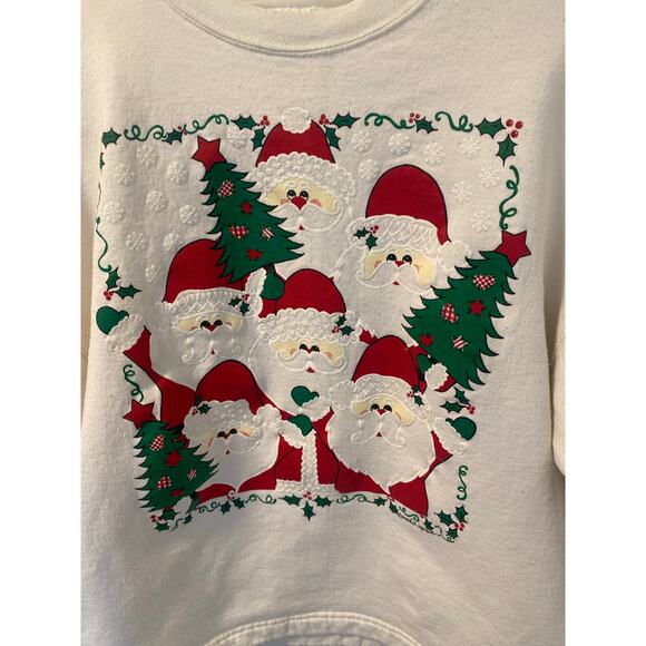 Vintage Vicki Melhart 1996 Christmas Santa Puff Paint Sweatshirt-Size XL - Picture 3 of 8